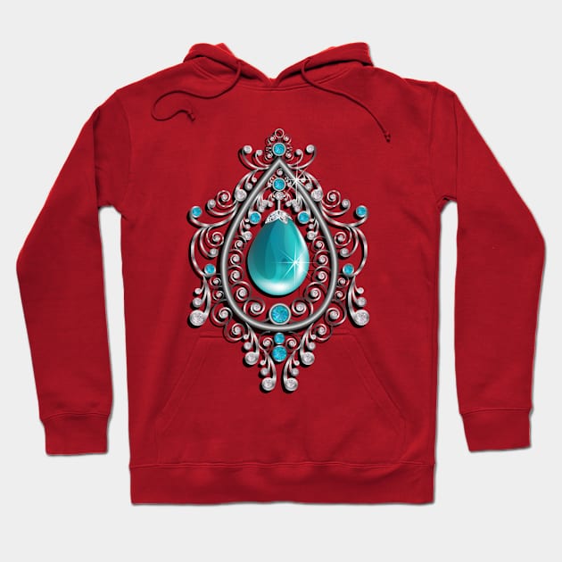 Turquoise jewelry blue color Hoodie by Mako Design 